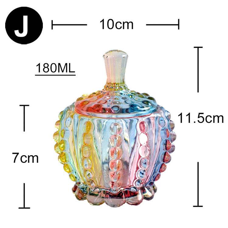 European style storage jar colorful glass candy jar - Mubimart