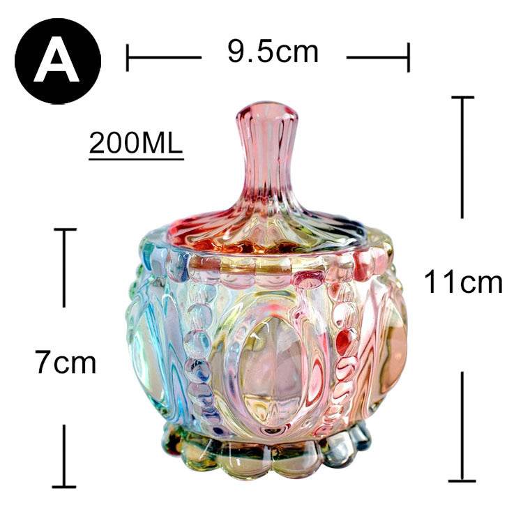European style storage jar colorful glass candy jar - Mubimart