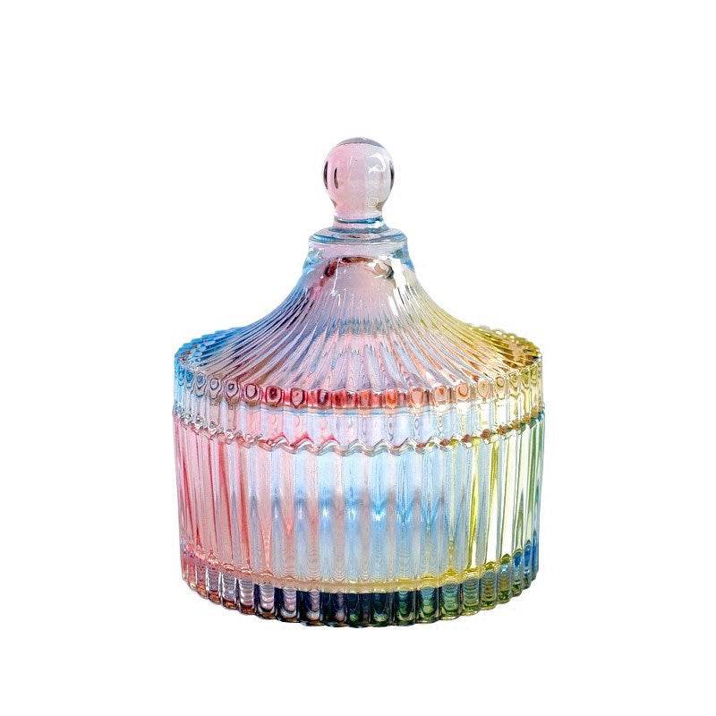 European style storage jar colorful glass candy jar - Mubimart