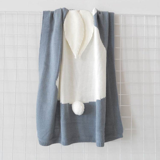 Explosive Rabbit Ears Blanket Three-dimensional Rabbit Blanket Children's Knitted blanket Beach Mat baby Hug Blanket - Mubimart