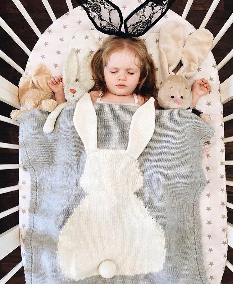 Explosive Rabbit Ears Blanket Three-dimensional Rabbit Blanket Children's Knitted blanket Beach Mat baby Hug Blanket - Mubimart