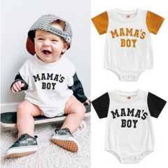 FOCUSNORM 3 Colors Baby Boys Summer Casual Romper 0-18M Letter Printed Short Sleeve Patchwork Jumpsuits - Mubimart -  