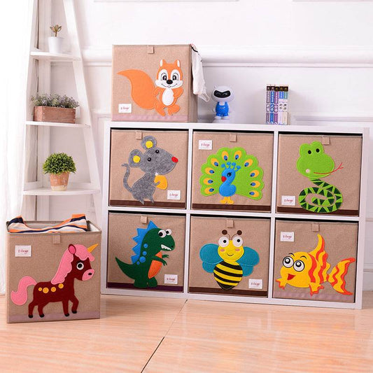 Fabric Children's Folding Toy Storage Box - Mubimart