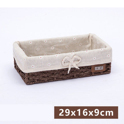 Fabric Desktop Storage Straw Storage Basket - Mubimart -  