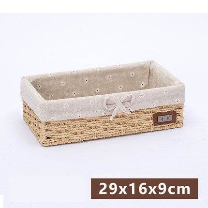 Fabric Desktop Storage Straw Storage Basket - Mubimart