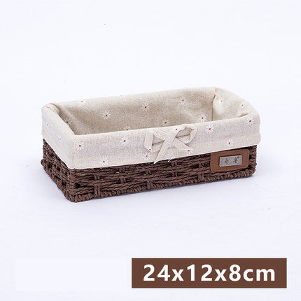 Fabric Desktop Storage Straw Storage Basket - Mubimart -  