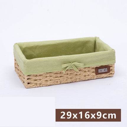 Fabric Desktop Storage Straw Storage Basket - Mubimart