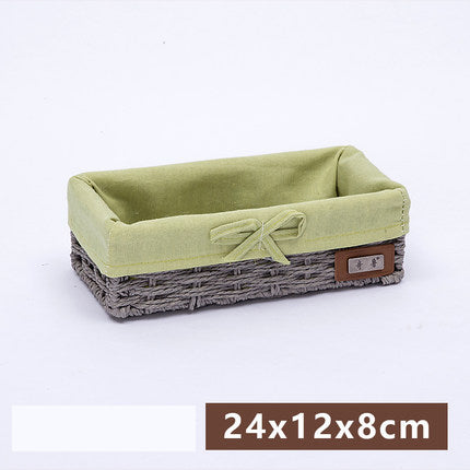 Fabric Desktop Storage Straw Storage Basket - Mubimart -  