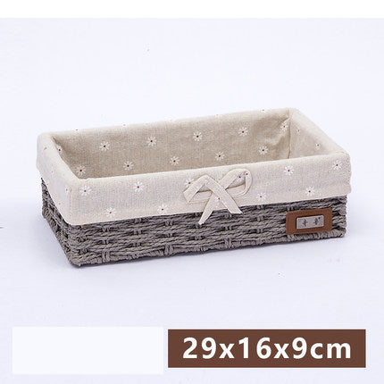 Fabric Desktop Storage Straw Storage Basket - Mubimart -  