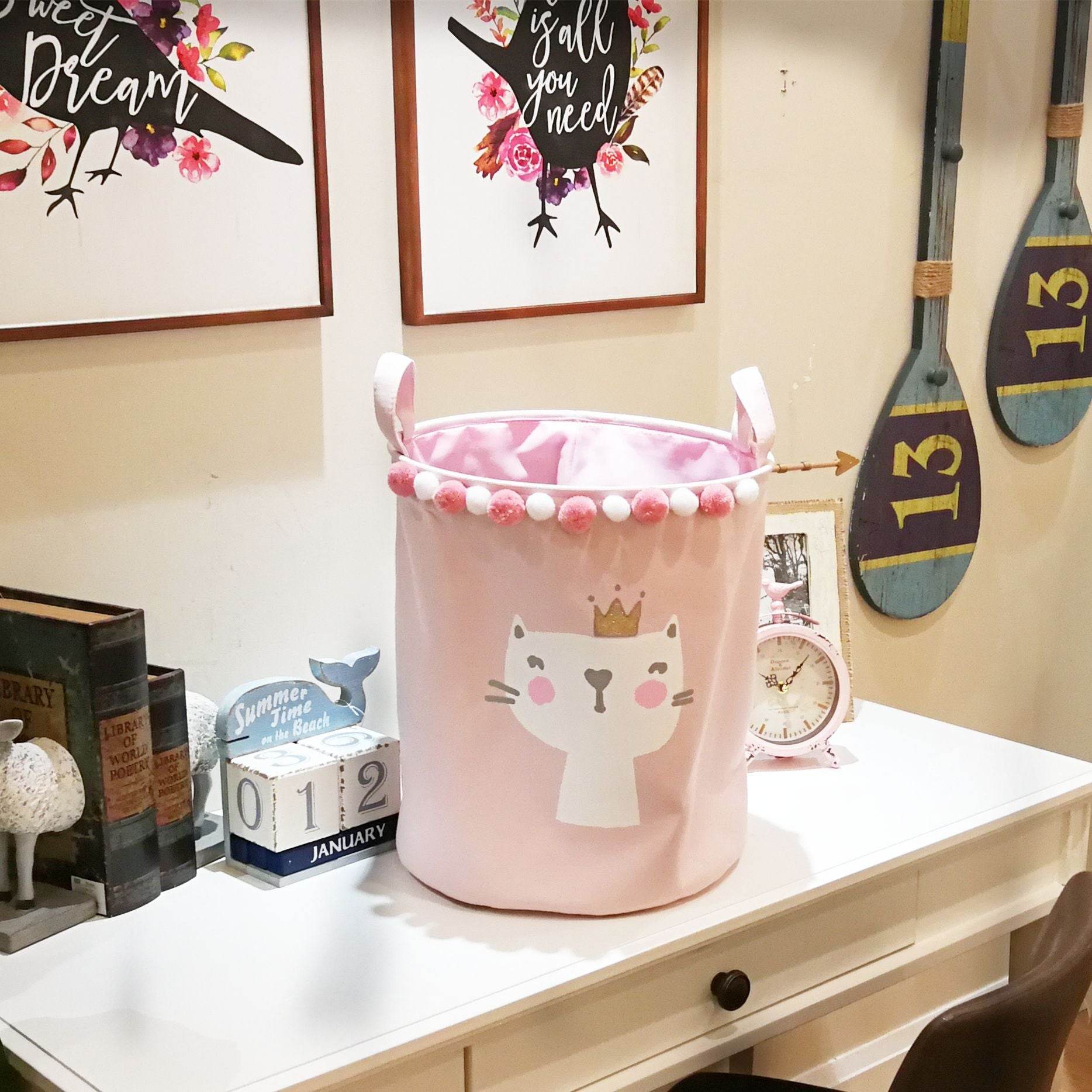Fabric Storage Bucket Laundry Basket - Mubimart