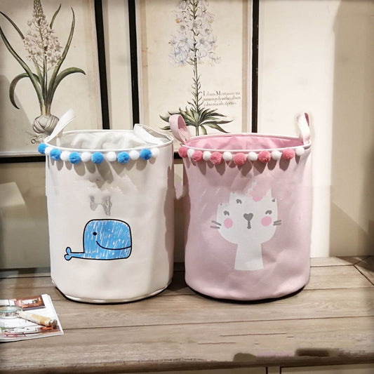 Fabric Storage Bucket Laundry Basket - Mubimart