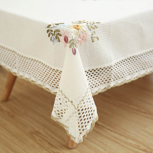 Fabric cotton floral tablecloth - Mubimart