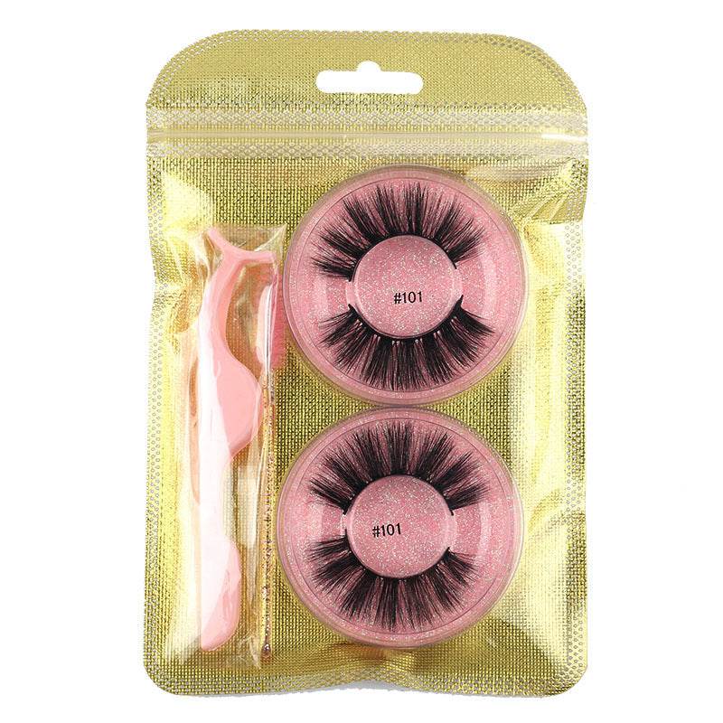 False Eyelashes Mink Hair Natural Bushy Round Set Beauty Tools - Mubimart