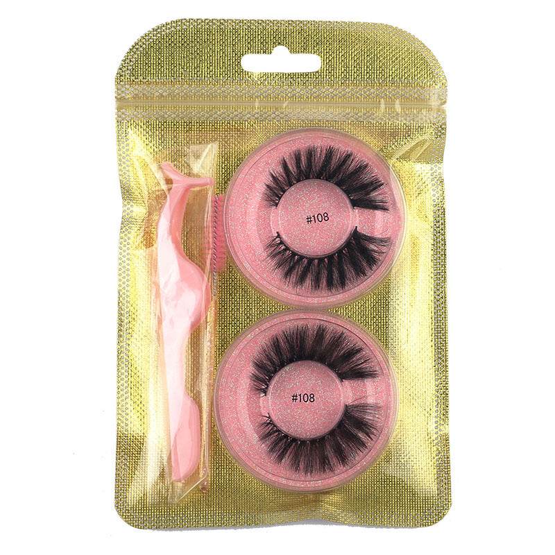 False Eyelashes Mink Hair Natural Bushy Round Set Beauty Tools - Mubimart