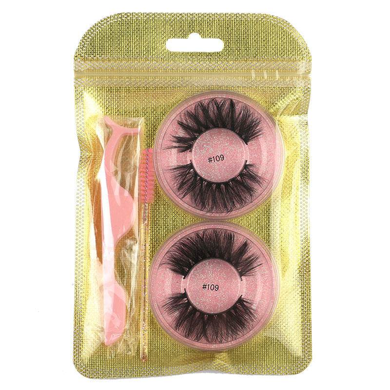 False Eyelashes Mink Hair Natural Bushy Round Set Beauty Tools - Mubimart