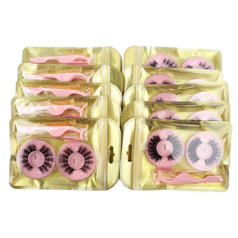 False Eyelashes Mink Hair Natural Bushy Round Set Beauty Tools - Mubimart
