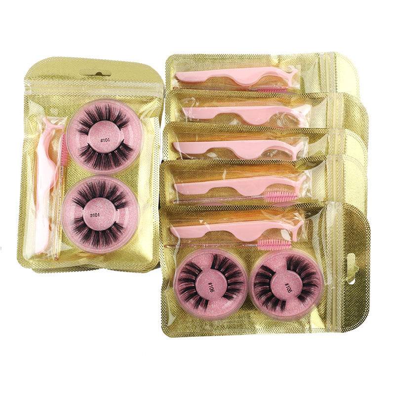 False Eyelashes Mink Hair Natural Bushy Round Set Beauty Tools - Mubimart