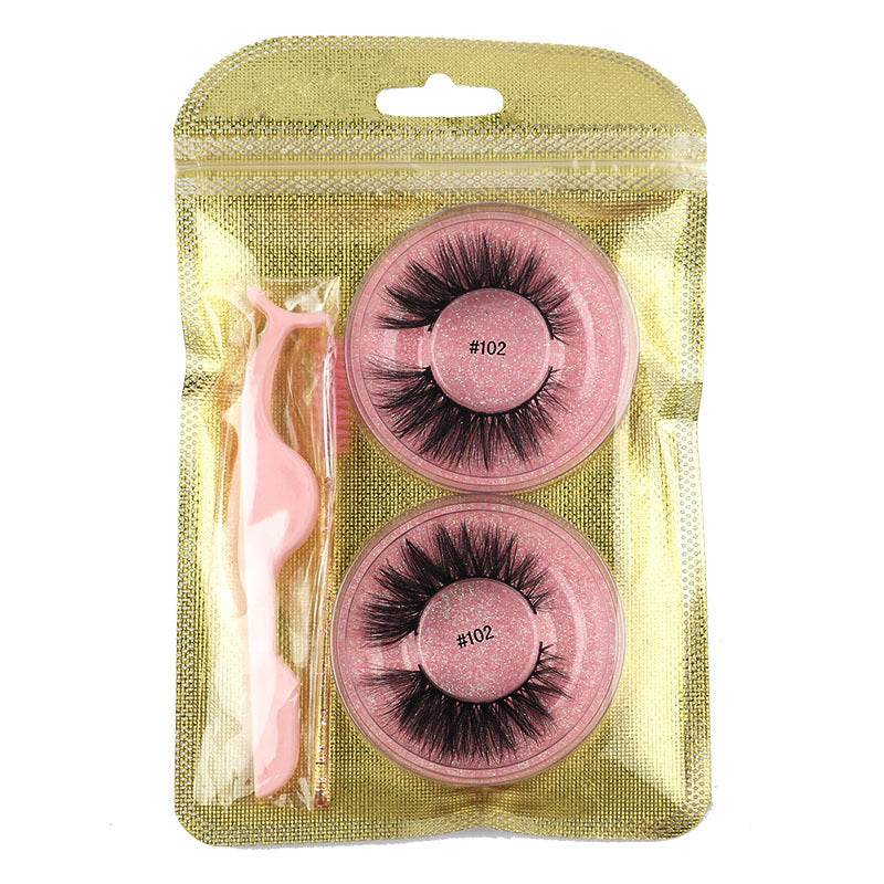 False Eyelashes Mink Hair Natural Bushy Round Set Beauty Tools - Mubimart