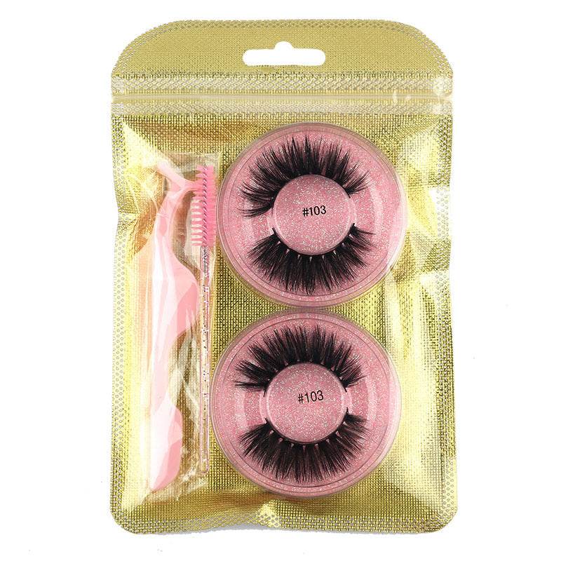 False Eyelashes Mink Hair Natural Bushy Round Set Beauty Tools - Mubimart