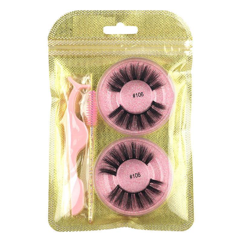 False Eyelashes Mink Hair Natural Bushy Round Set Beauty Tools - Mubimart