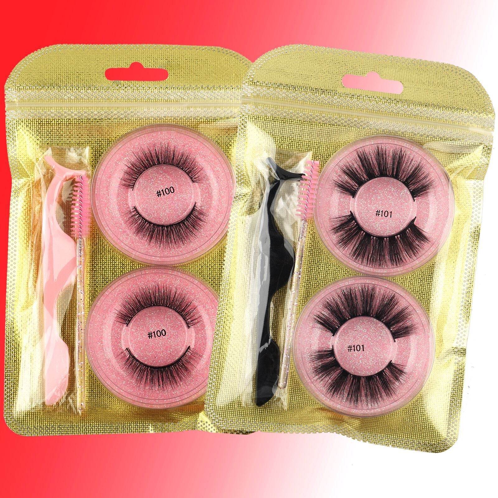 False Eyelashes Mink Hair Natural Bushy Round Set Beauty Tools - Mubimart