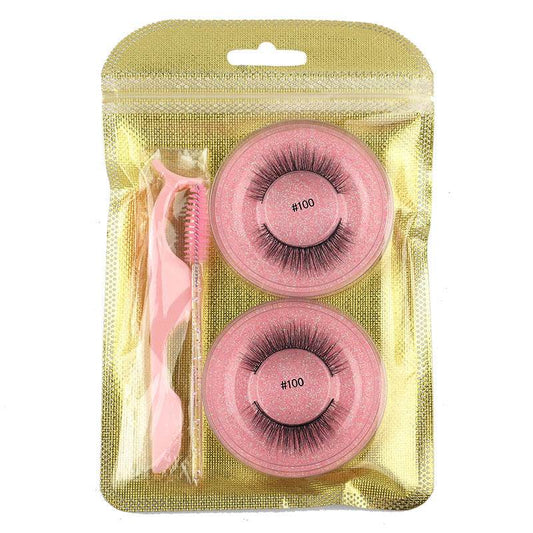 False Eyelashes Mink Hair Natural Bushy Round Set Beauty Tools - Mubimart
