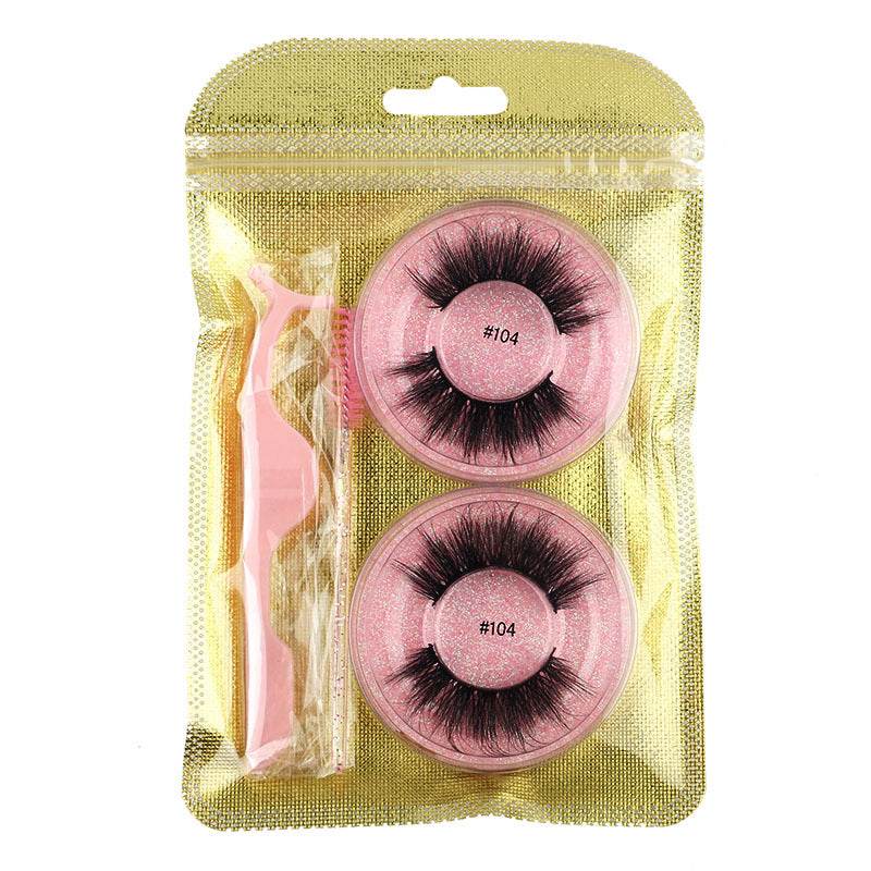 False Eyelashes Mink Hair Natural Bushy Round Set Beauty Tools - Mubimart
