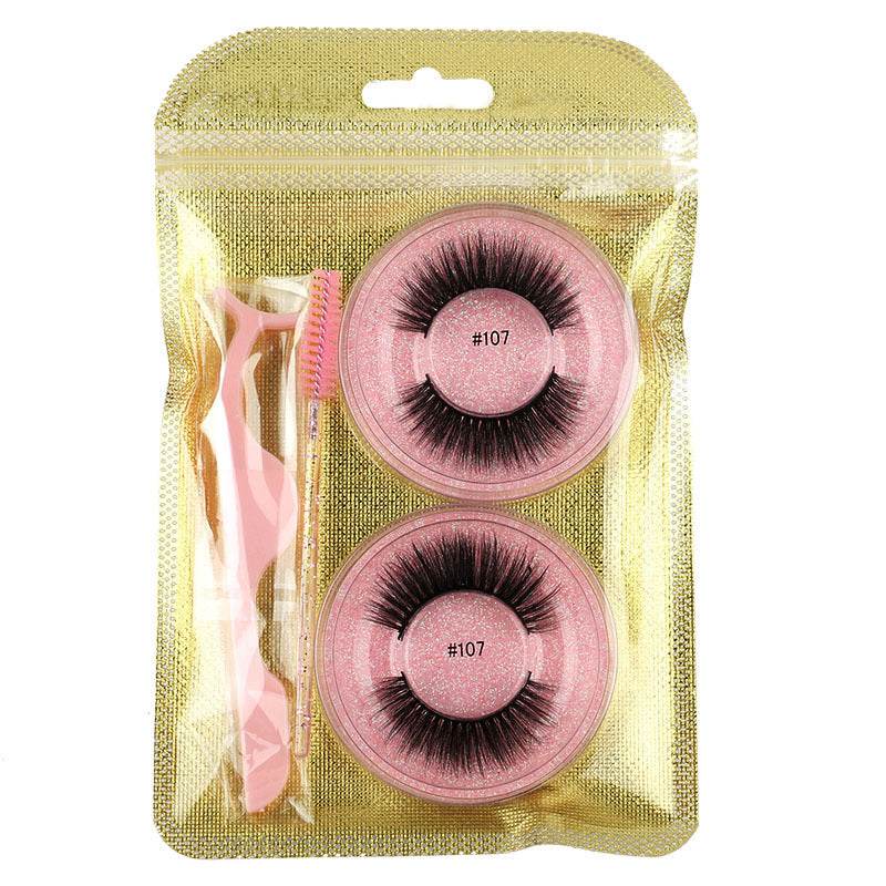 False Eyelashes Mink Hair Natural Bushy Round Set Beauty Tools - Mubimart