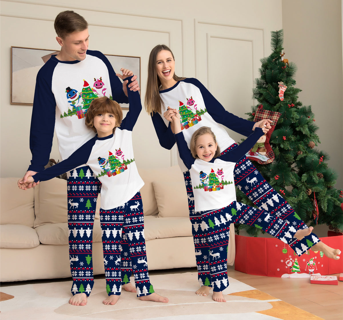 Family Matching Christmas Pajamas Set Xmas Long Sleeve Sleepwear Nightwear For Couples Kids Baby - Mubimart - Family Matching Outfits 