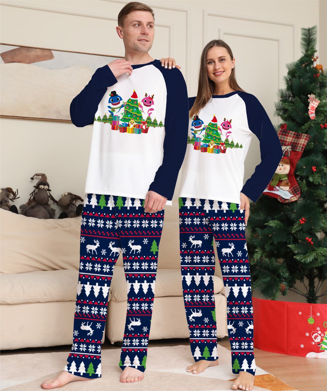 Family Matching Christmas Pajamas Set Xmas Long Sleeve Sleepwear Nightwear For Couples Kids Baby - Mubimart -  