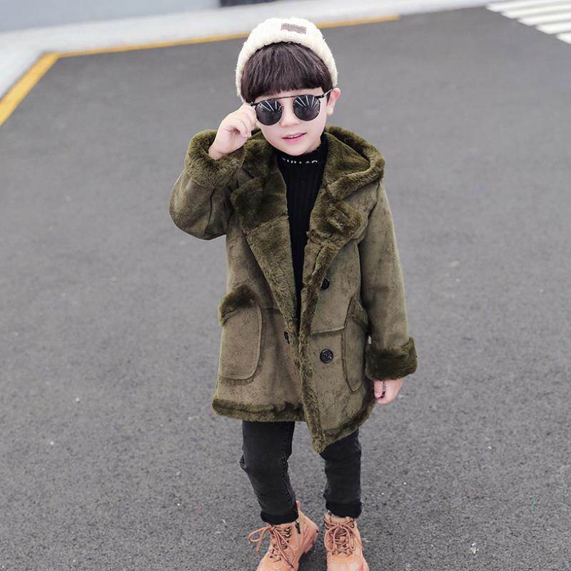 Fashion Boys' Suede Padded Trench Coat - Mubimart