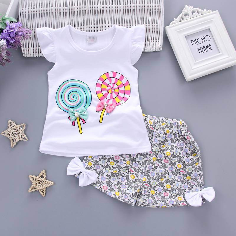 Fashion Cute Child Baby Girl Short Sleeve Suit - Mubimart