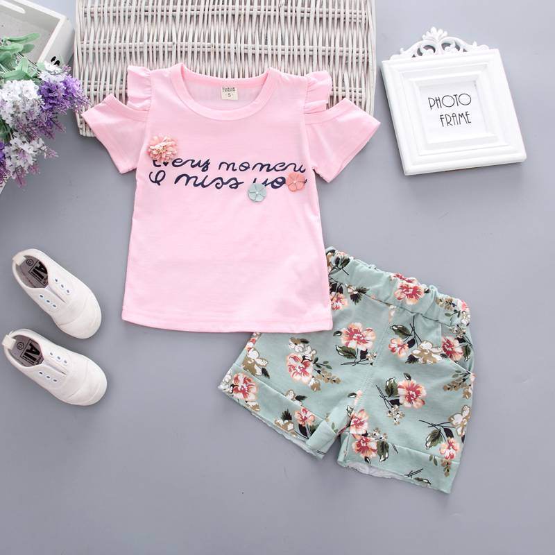 Fashion Cute Child Baby Girl Short Sleeve Suit - Mubimart