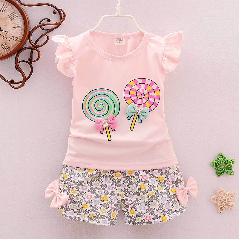 Fashion Cute Child Baby Girl Short Sleeve Suit - Mubimart