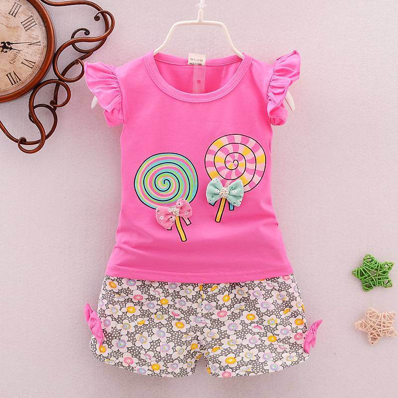 Fashion Cute Child Baby Girl Short Sleeve Suit - Mubimart