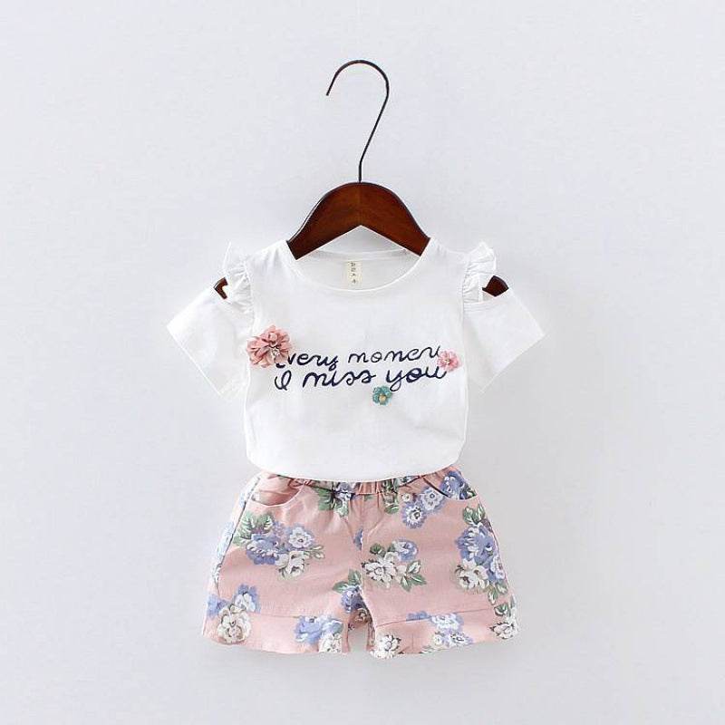 Fashion Cute Child Baby Girl Short Sleeve Suit - Mubimart