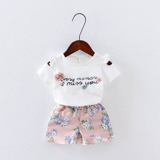 Fashion Cute Child Baby Girl Short Sleeve Suit - Mubimart