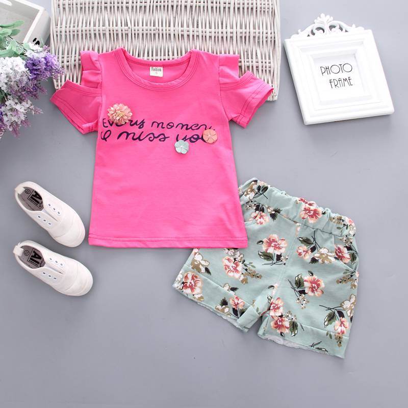 Fashion Cute Child Baby Girl Short Sleeve Suit - Mubimart