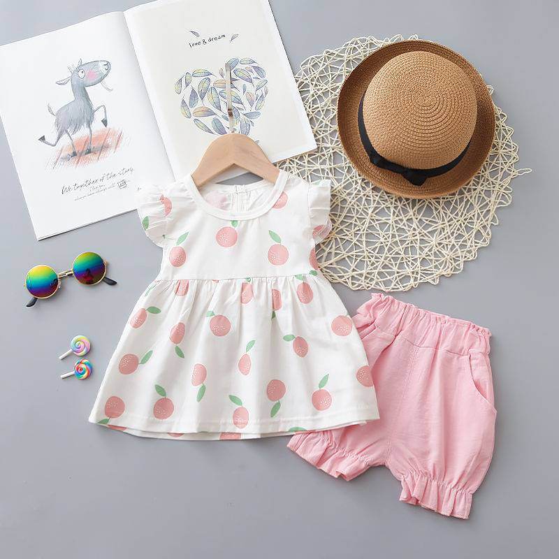 Fashion Cute Child Baby Girl Short Sleeve Suit - Mubimart