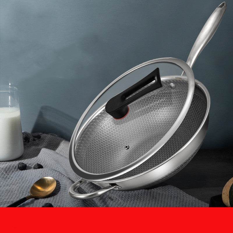 Fashion Personality Stainless Steel Frying Pan Three Layers - Mubimart