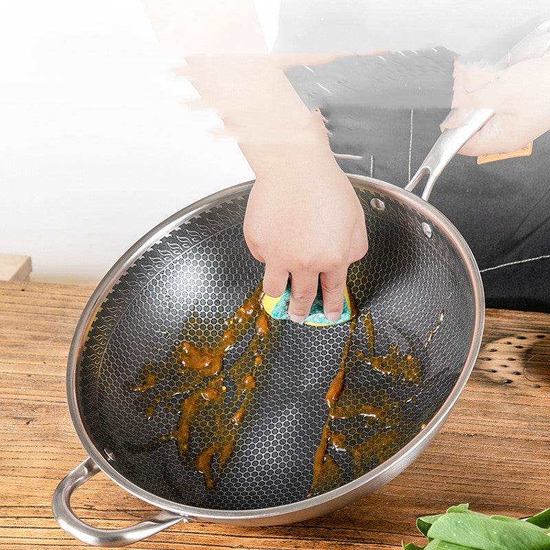 Fashion Personality Stainless Steel Frying Pan Three Layers - Mubimart