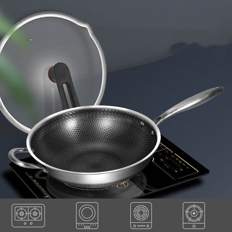 Fashion Personality Stainless Steel Frying Pan Three Layers - Mubimart