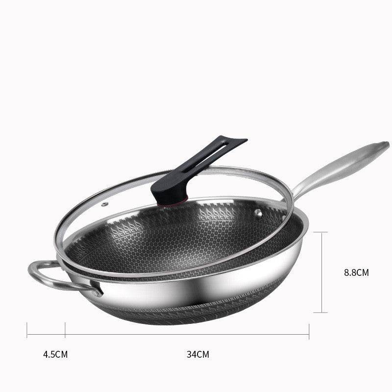 Fashion Personality Stainless Steel Frying Pan Three Layers - Mubimart