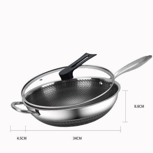 Fashion Personality Stainless Steel Frying Pan Three Layers - Mubimart