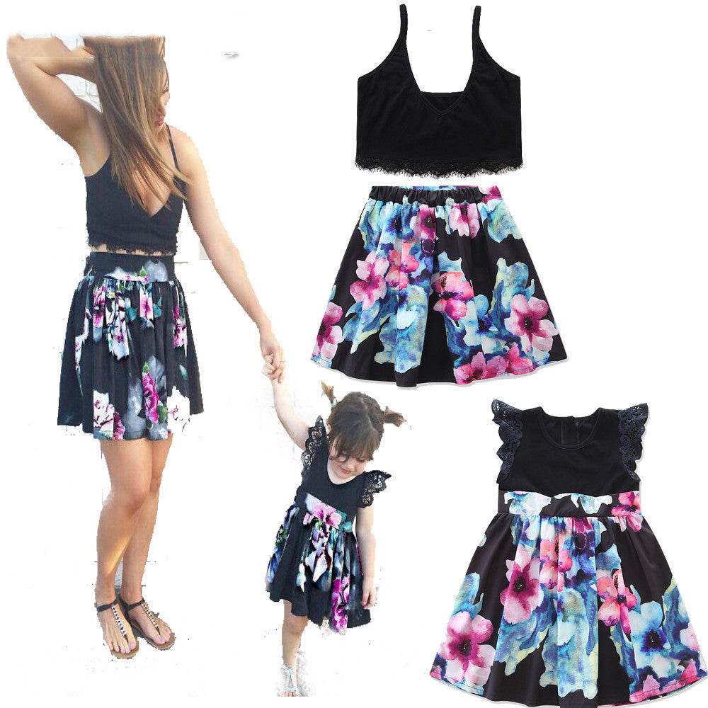 Fashion Printing Mother's Dress, Mother's Suit, Girl's Dress - Mubimart