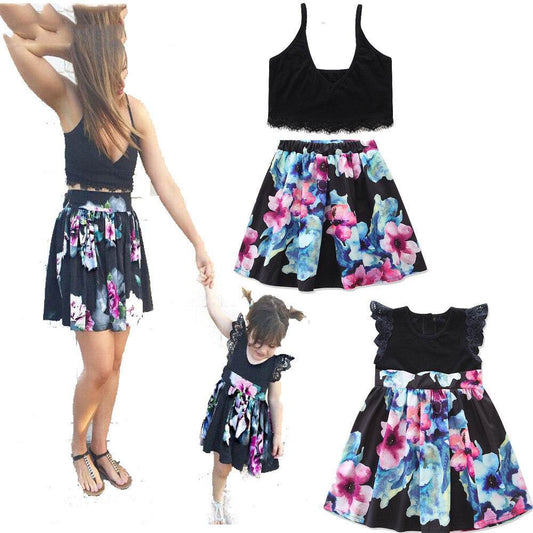Fashion Printing Mother's Dress, Mother's Suit, Girl's Dress - Mubimart