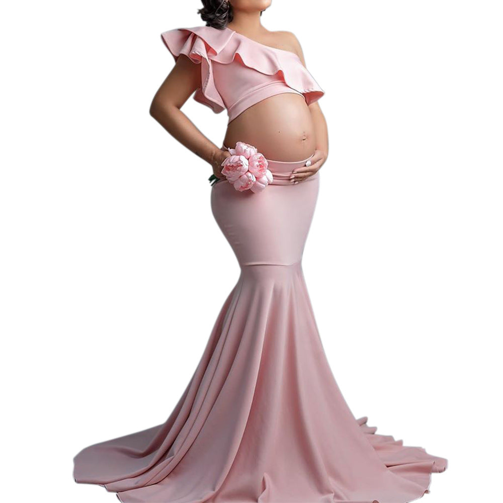 Fashion Sexy Slim Lace Strapless Sleeveless Long Dress For Pregnant Women - Mubimart -  