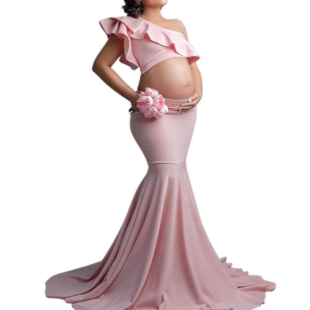 Fashion Sexy Slim Lace Strapless Sleeveless Long Dress For Pregnant Women - Mubimart