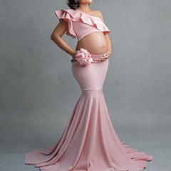 Fashion Sexy Slim Lace Strapless Sleeveless Long Dress For Pregnant Women - Mubimart - Maternity Cloth 