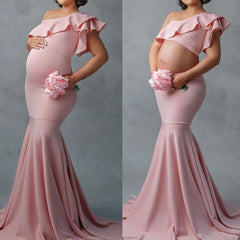 Fashion Sexy Slim Lace Strapless Sleeveless Long Dress For Pregnant Women - Mubimart -  